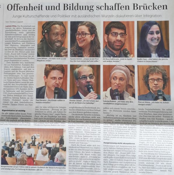 Offenheit und Bildung schaffen Brücken; Hannoversche Allgemeine Zeitung Laatzen, März 2019, klein